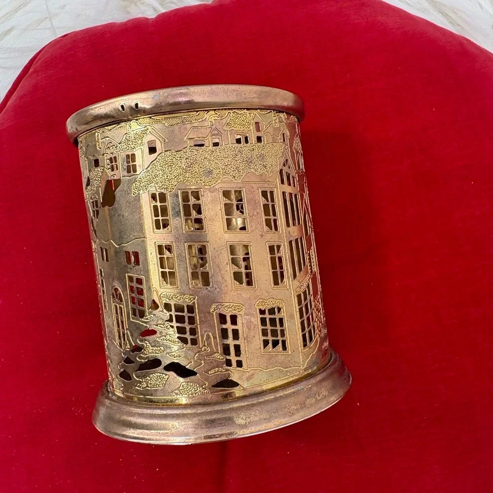 Vintage Votive Tea Light Candle Holder Gold Laser Cut 3